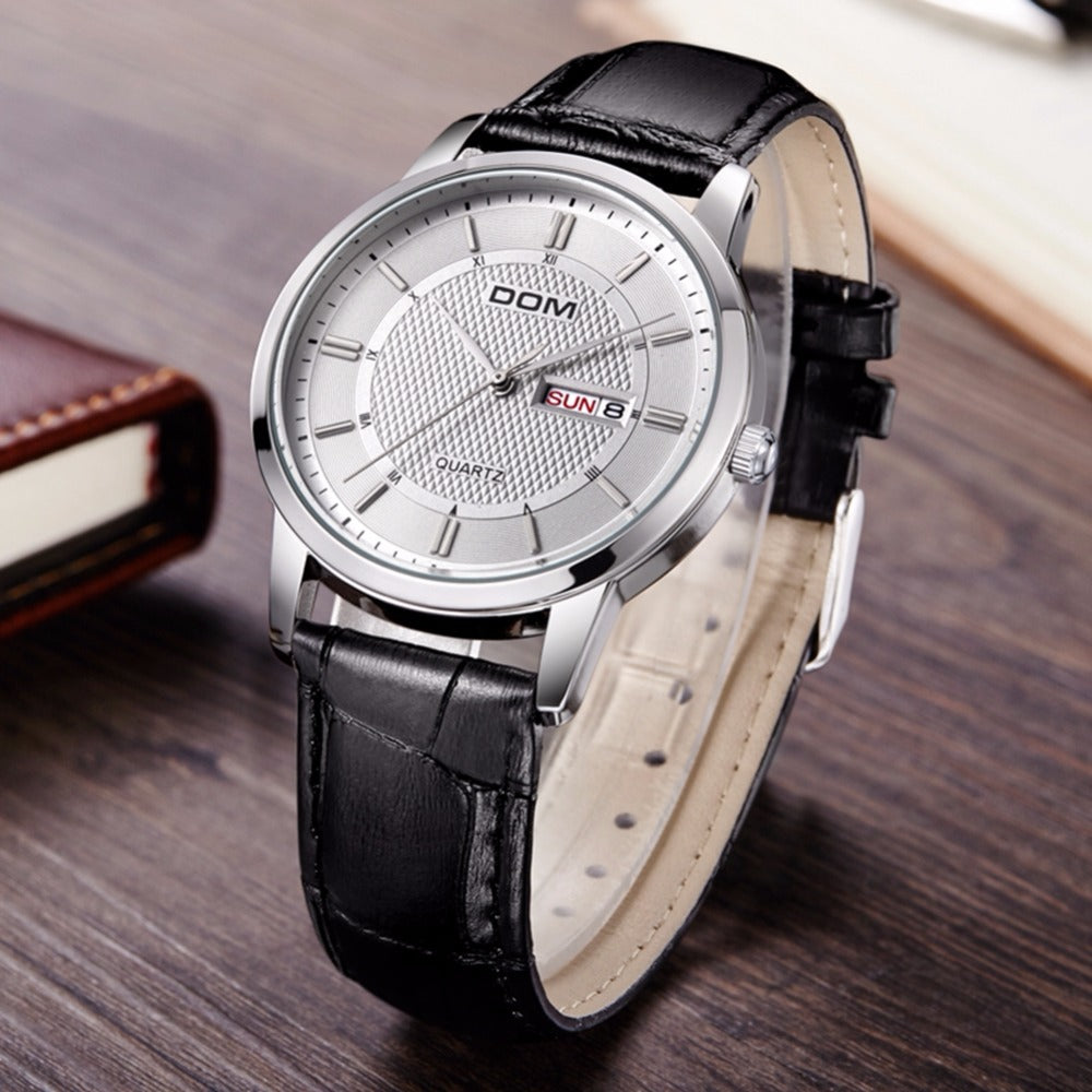 Fashion Quartz Watches Men Luxury Brand Waterproof Leather Strap