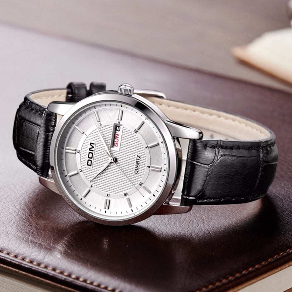 Fashion Quartz Watches Men Luxury Brand Waterproof Leather Strap