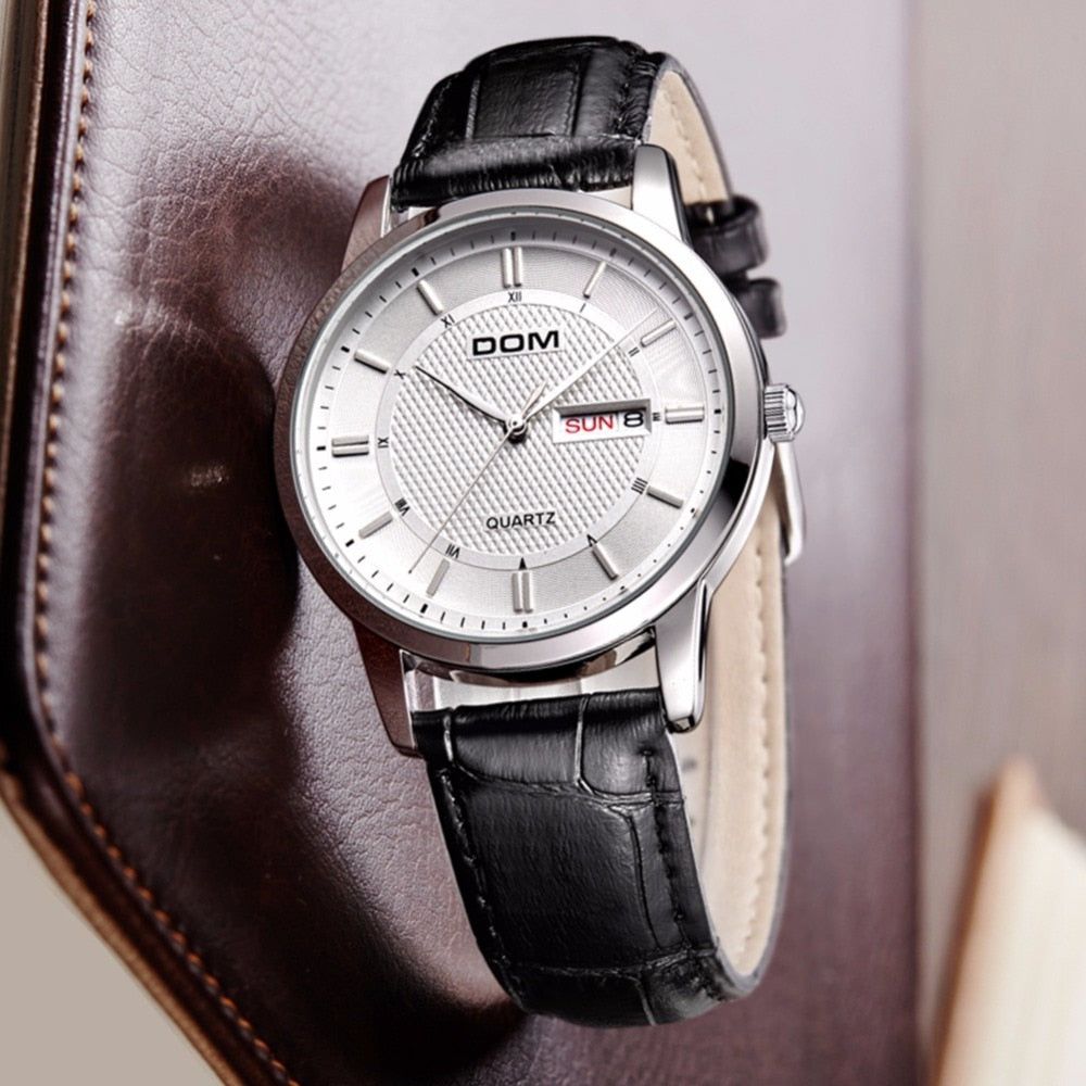 Fashion Quartz Watches Men Luxury Brand Waterproof Leather Strap