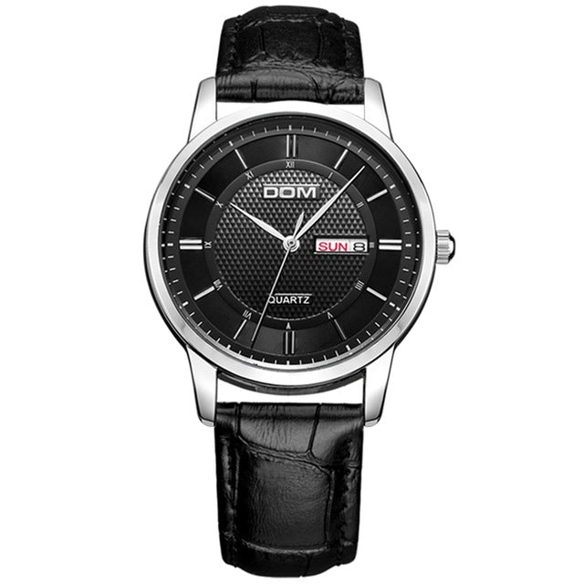 Fashion Quartz Watches Men Luxury Brand Waterproof Leather Strap