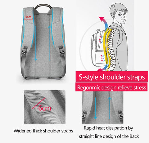 Anti theft Expandable Laptop Men Backpack Male Schoolbag