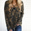 Vintage Camouflage Printed Sweatshirt Women Cross V-Neck Long Sleeve