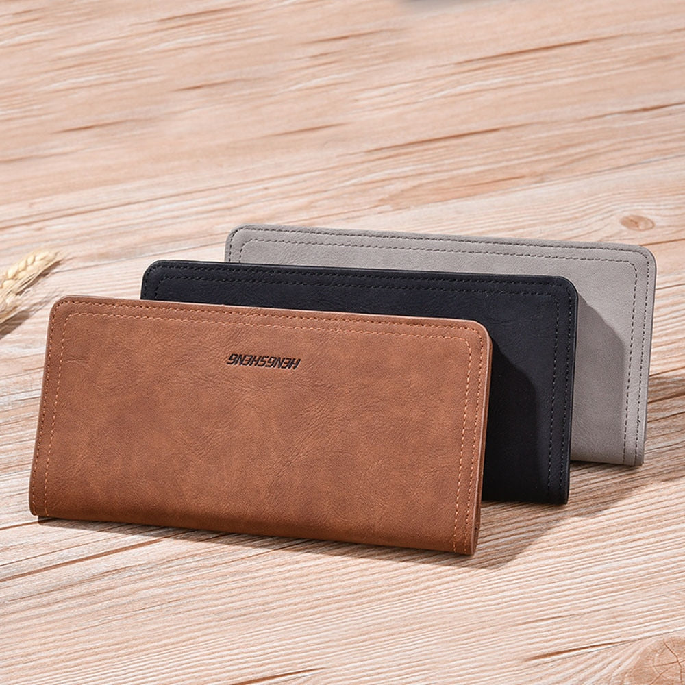 Men Slim PU leather Wallet Long Male Business Clutch