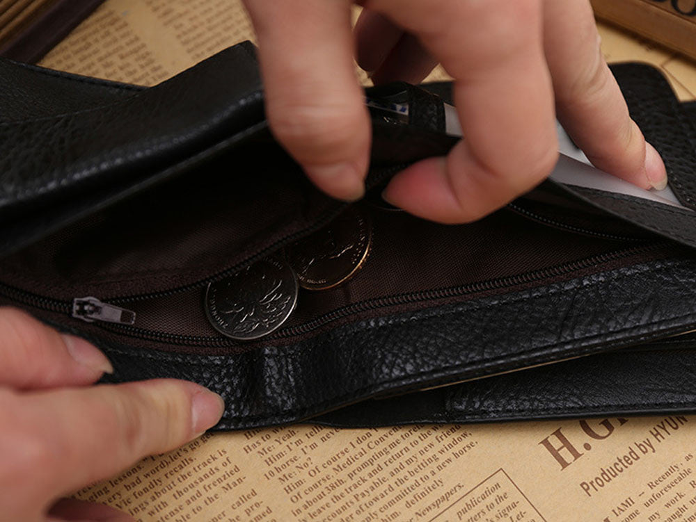 Men Leather Card Cash Receipt Holder Organizer Wallet Purse