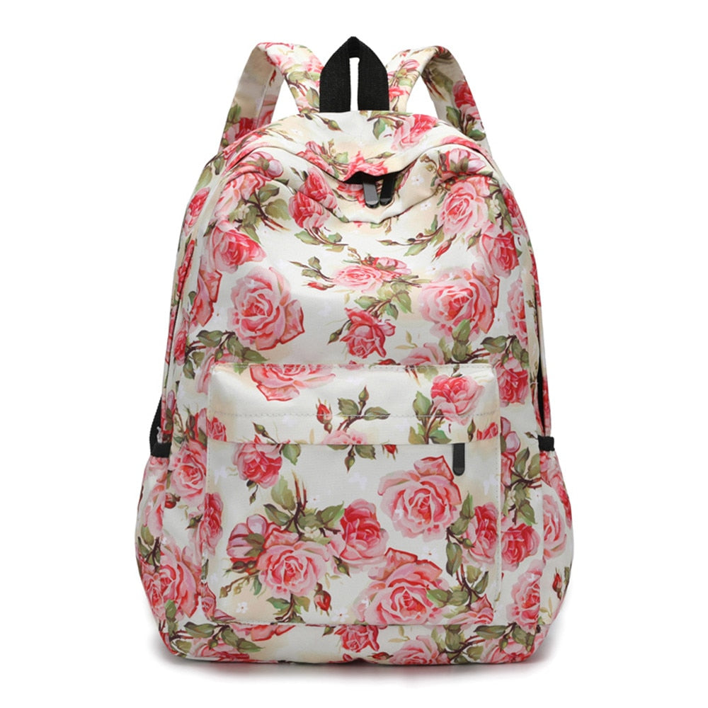 Fresh Style Women Backpacks Floral Print Bookbags Canvas