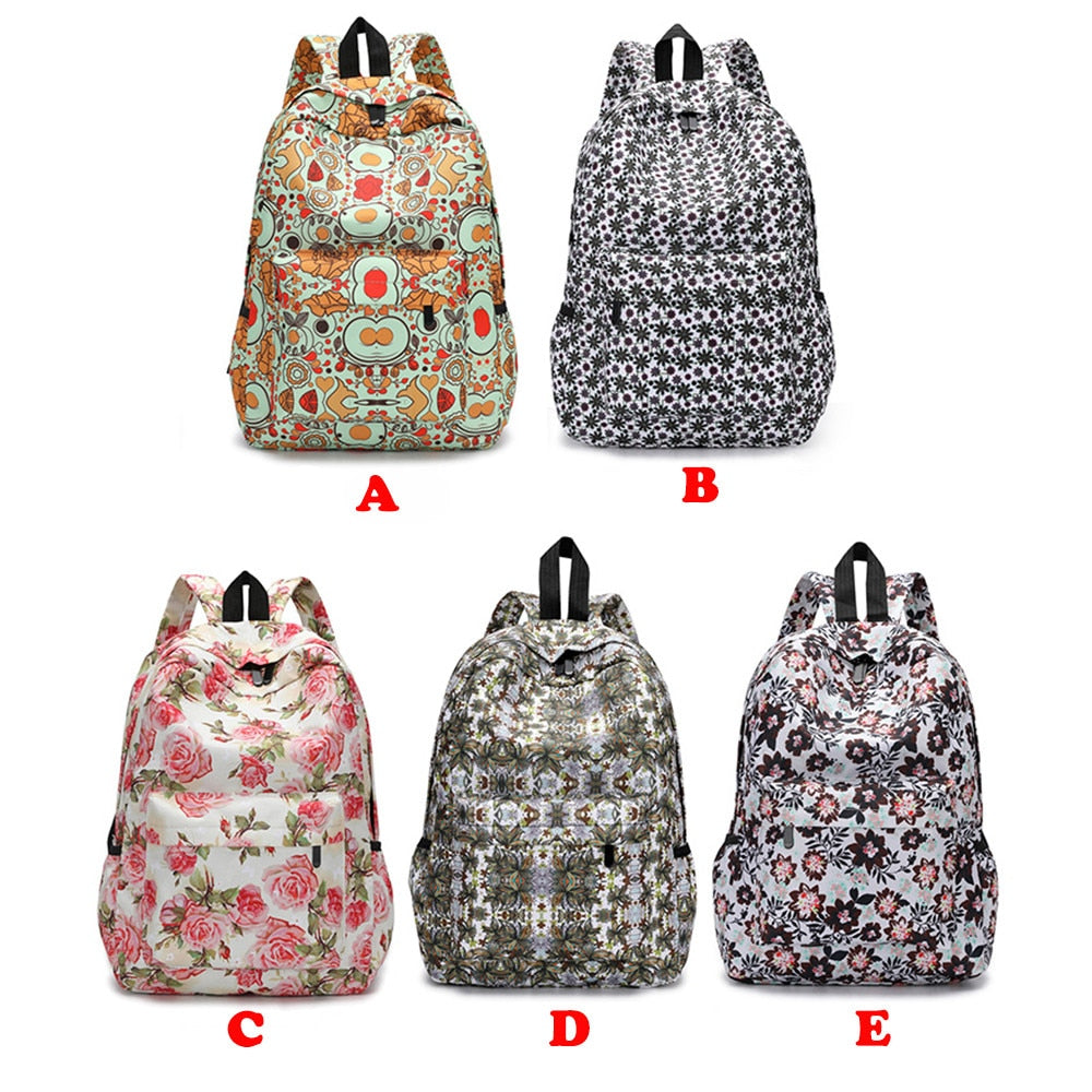 Fresh Style Women Backpacks Floral Print Bookbags Canvas