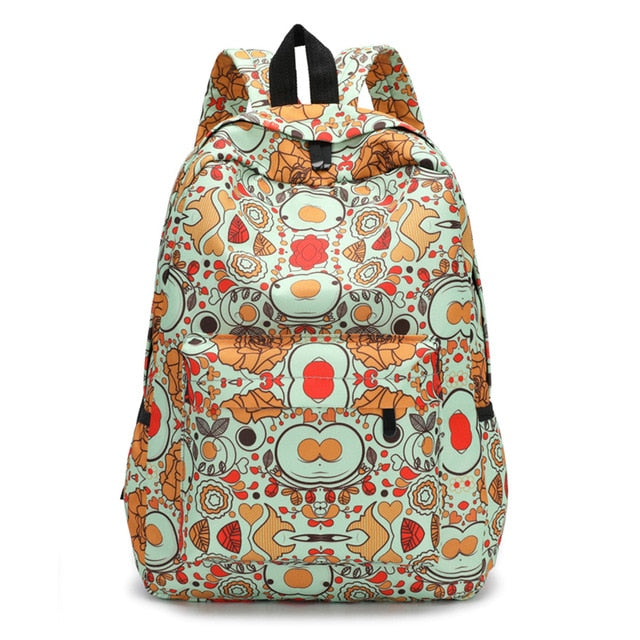 Fresh Style Women Backpacks Floral Print Bookbags Canvas