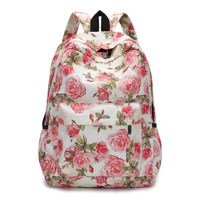 Fresh Style Women Backpacks Floral Print Bookbags Canvas