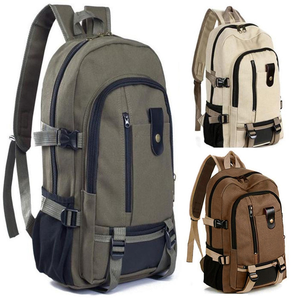 Travel bucket Backpack Men Rugzak Canvas College Student School Backpack