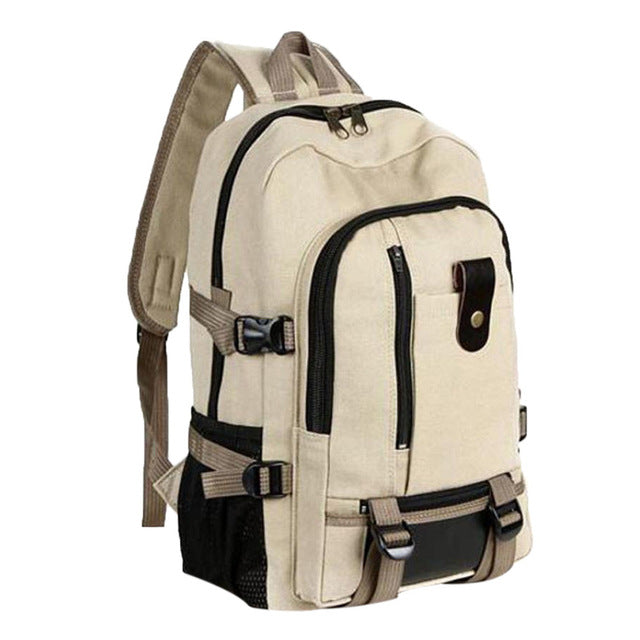 Travel bucket Backpack Men Rugzak Canvas College Student School Backpack