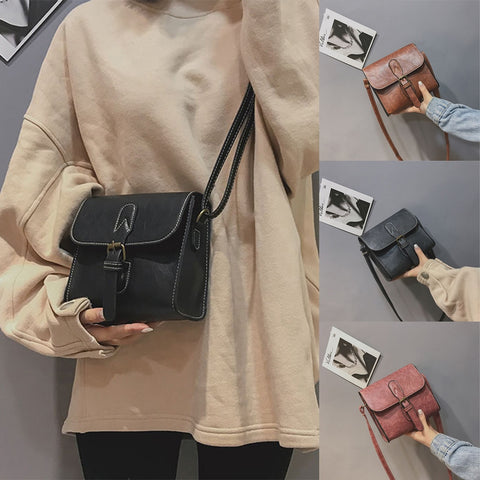 Shoulder Bag new high quality Leather Girl Fashion Vintage Buckle