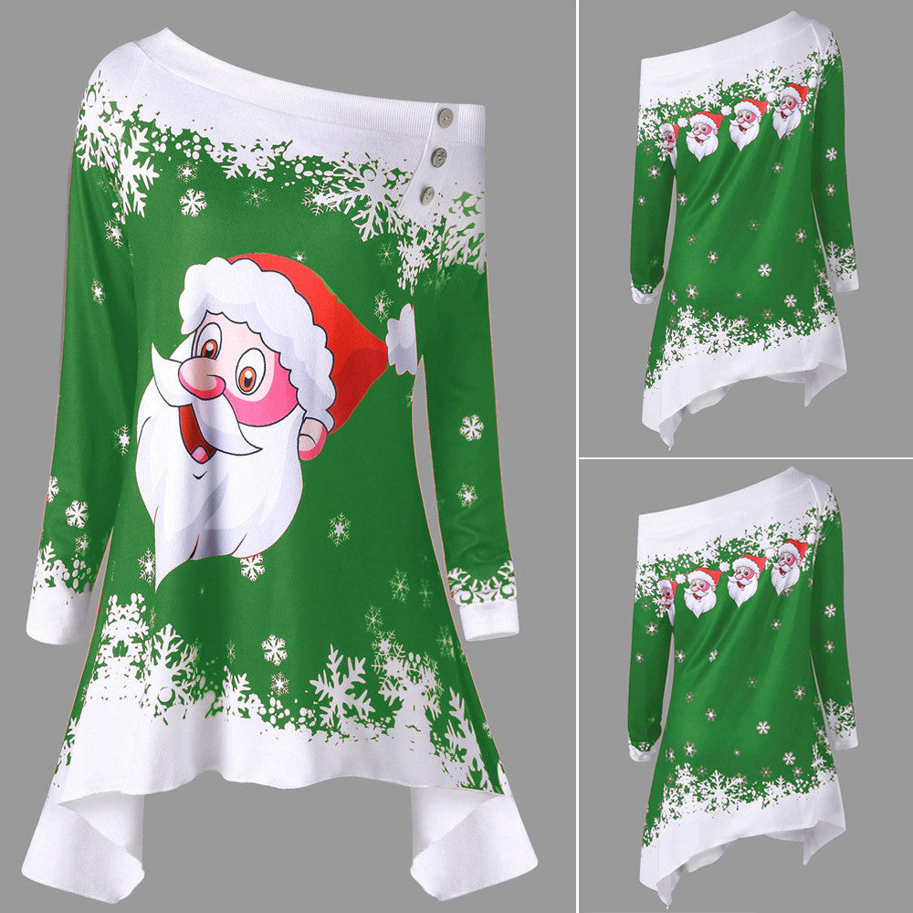 Fashion vestidos mujer dress Santa Claus Snowflake