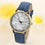 Drop Shipping Retro Letter Print Watch Women Men Denim Jeans Leather