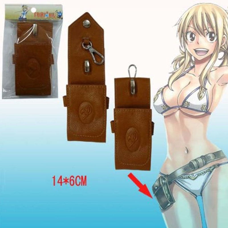 Anime Belts For Women Fairy Tail Lucy PU Leather Brown Keychain Bag