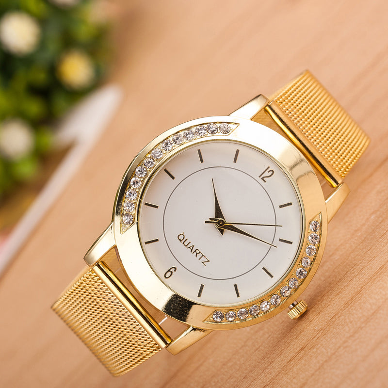 Fashion Women Watches Crystal Stainless Steel Quartz Wrist