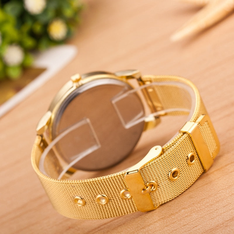 Fashion Women Watches Crystal Stainless Steel Quartz Wrist