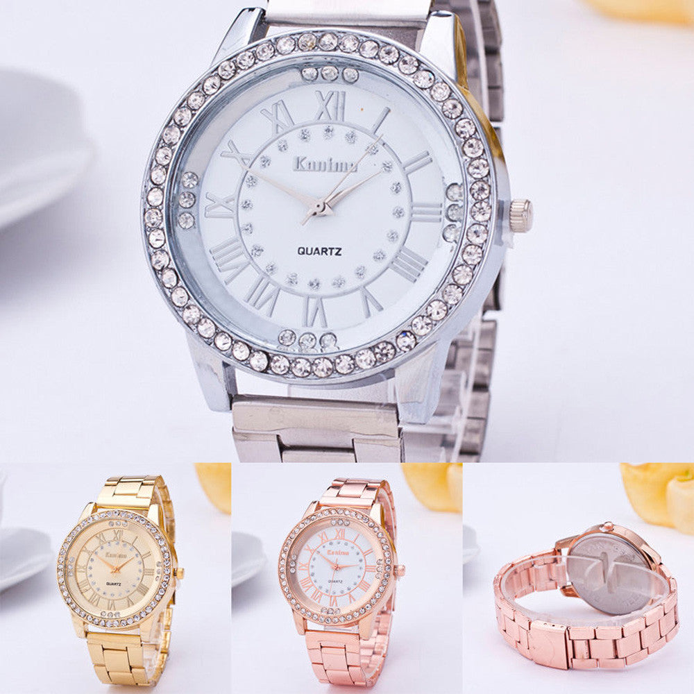 Fashion Luxury Women Watches Crystal Rhinestone Stainless Steel