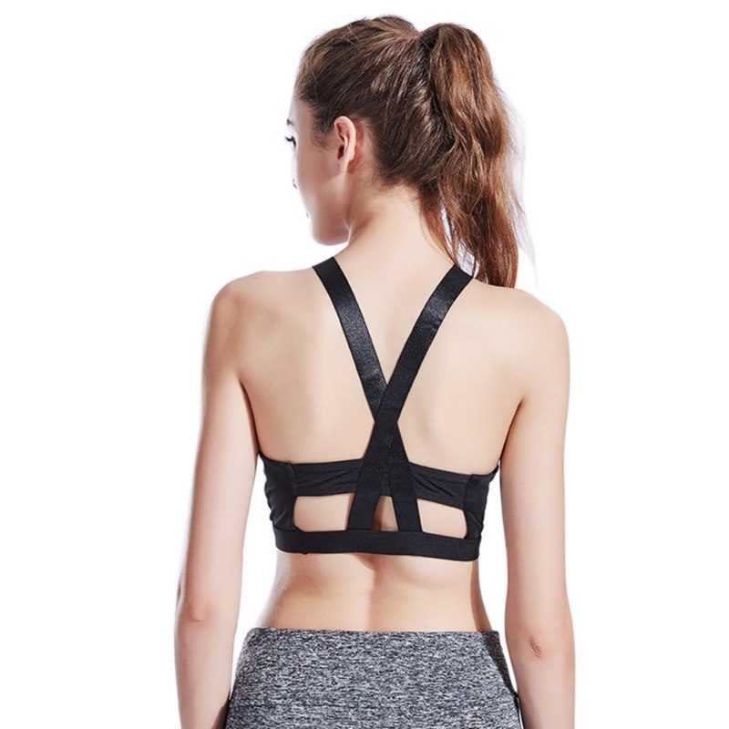 New Women Fitness Backless Sports Bra Top Cross Strap Fitness