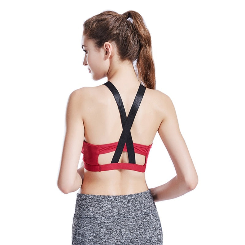 New Women Fitness Backless Sports Bra Top Cross Strap Fitness