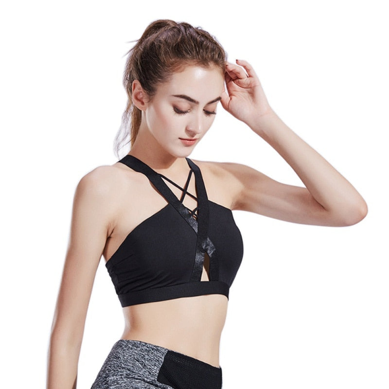 New Women Fitness Backless Sports Bra Top Cross Strap Fitness