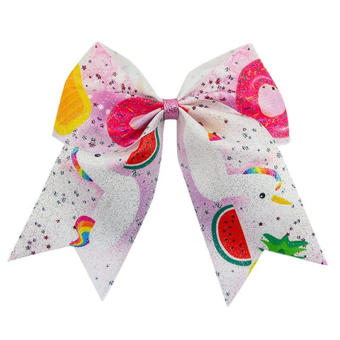 7 Inch Skittles Candy Rainbow Print Bows Girls Party Hair Accessories