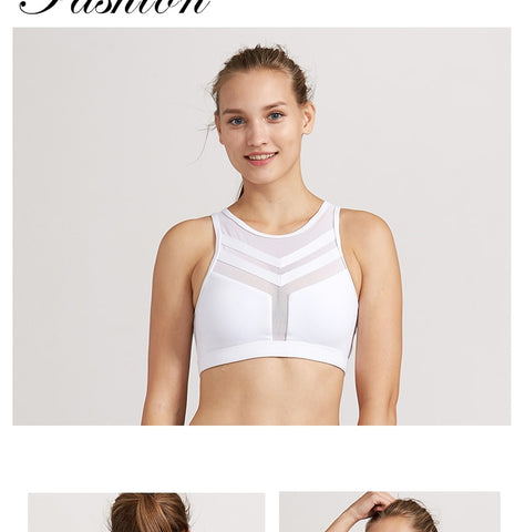 sports bra fitness women mesh no steel