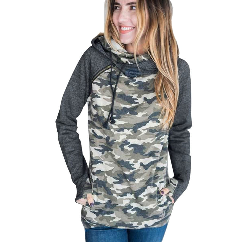 Spring Harajuku Sweatshirts Women Fashion Camouflage Print Hoodie