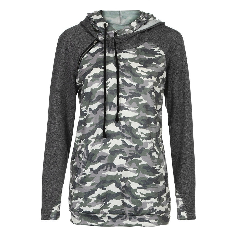 Spring Harajuku Sweatshirts Women Fashion Camouflage Print Hoodie