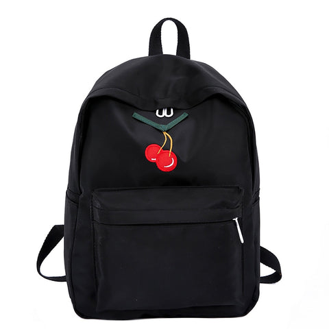 Women Nylon Backpack Solid Color Zipper Bag