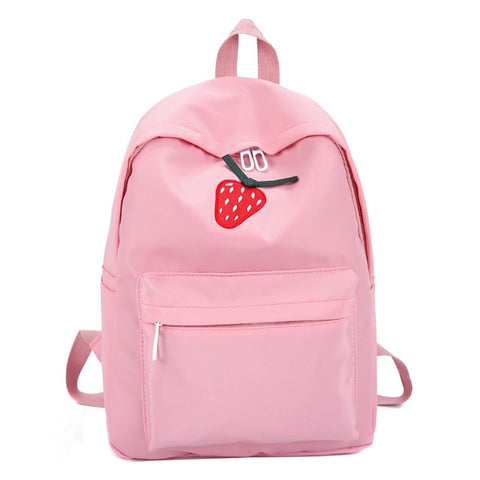 Women Nylon Backpack Solid Color Zipper Bag