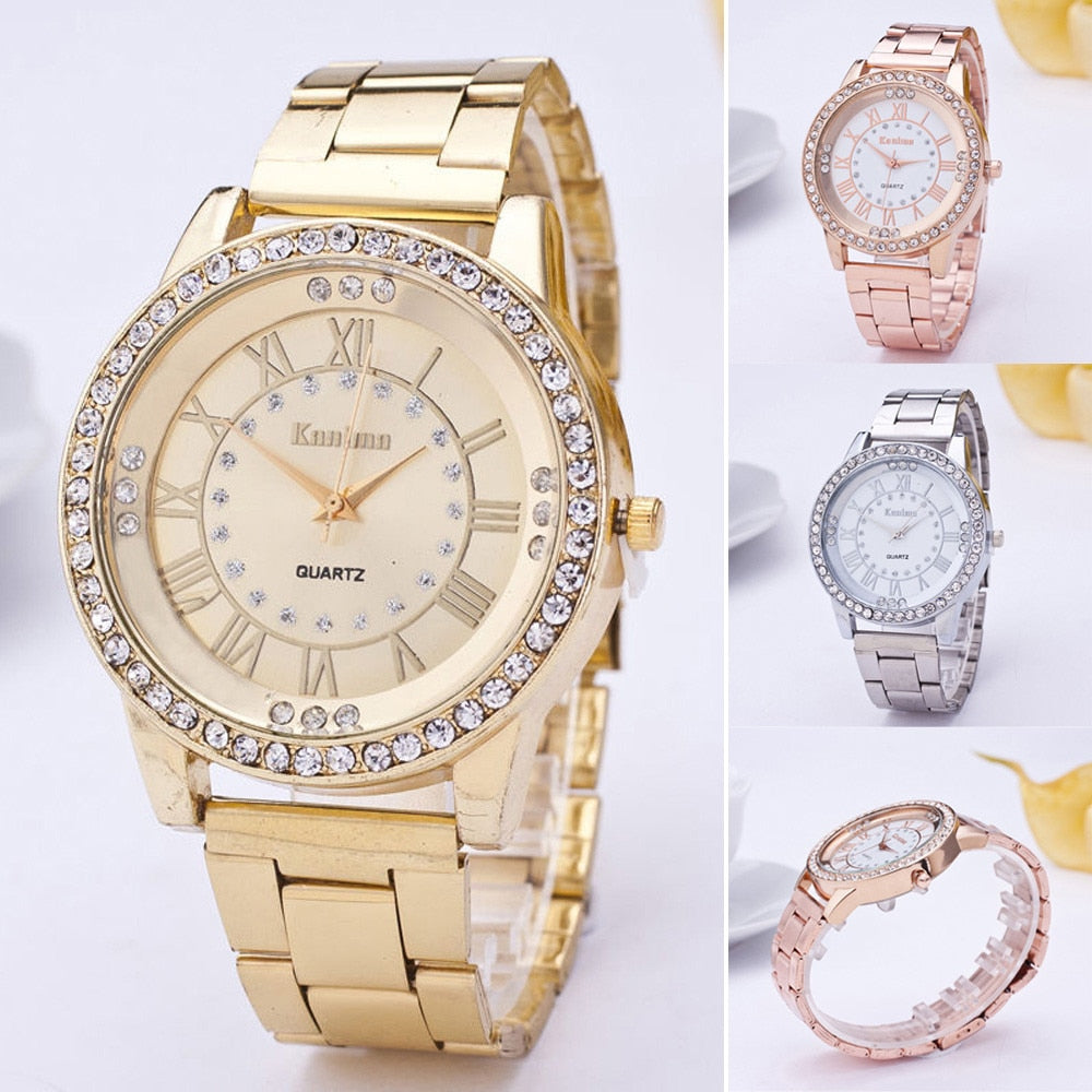 Fashion Luxury Women Watches Crystal Rhinestone Stainless Steel