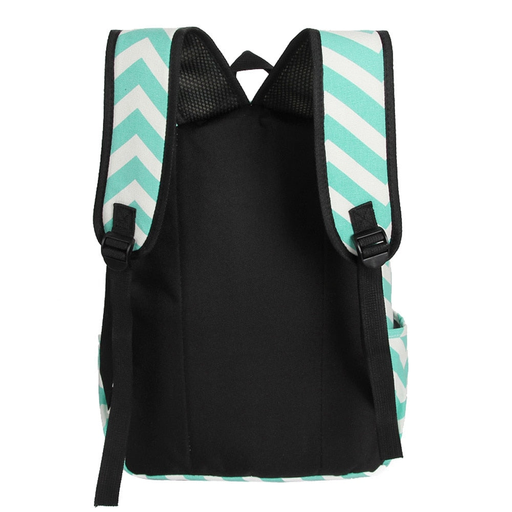 Canvas Stripe Print Backpack Women Casual Large Schoolbag