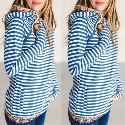 Striped Hoodies Women's Harajuku Pullovers Spring Ladies Long Sleeve