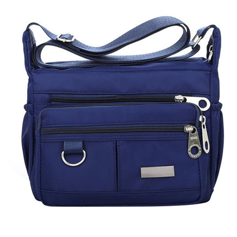 Women Fashion Solid Color Zipper Waterproof Nylon Shoulder Bag