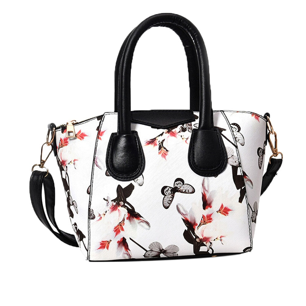 Women Small Satchel Bag Flower Butterfly Printed Shoulder