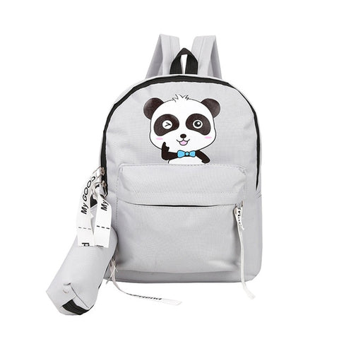 panda school bags for teenage girls canvas backpack