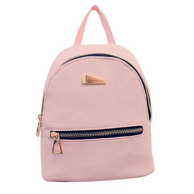 Fashion Women Leather Backpack Solid School Rucksack College Shoulder Satchel Travel Bag