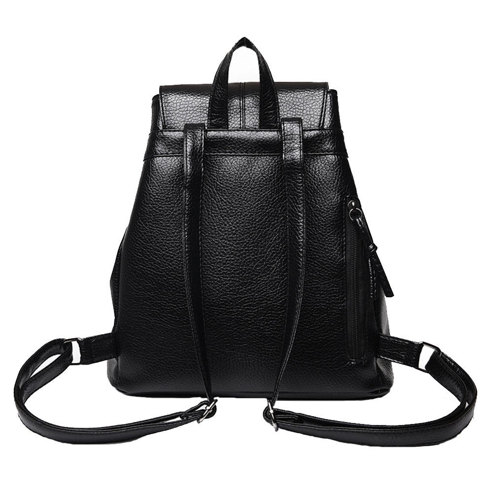 Luxury Designer Backpacks Women Fashion Black PU Leather Waterproof Travel Bag