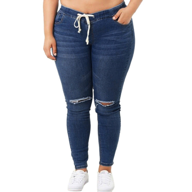 High Waist Ripped Jeans Of Women Spring Pants