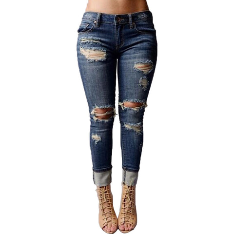 High Waist Ripped Jeans Of Women Spring Pants