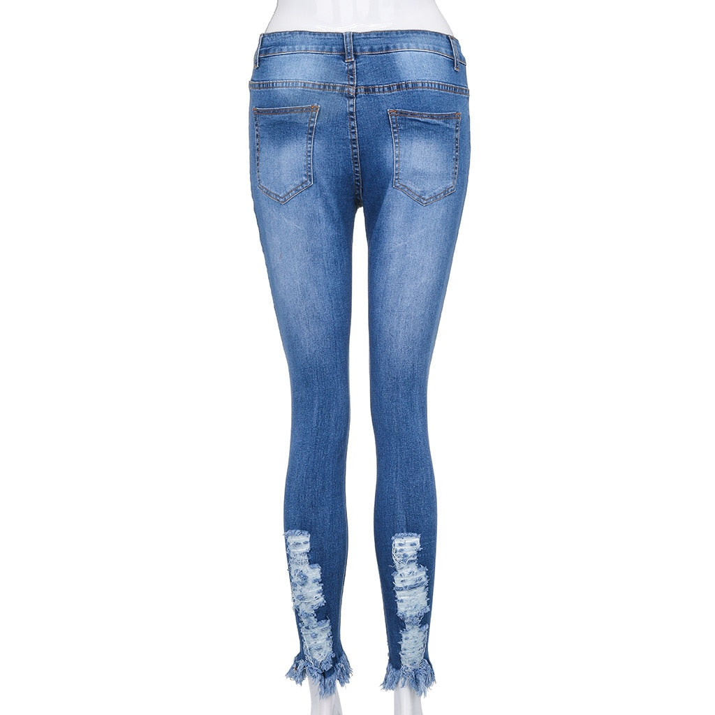 High Waist Ripped Jeans Of Women Spring Pants