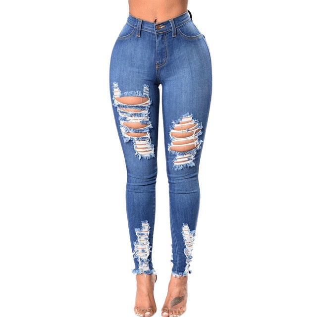 High Waist Ripped Jeans Of Women Spring Pants