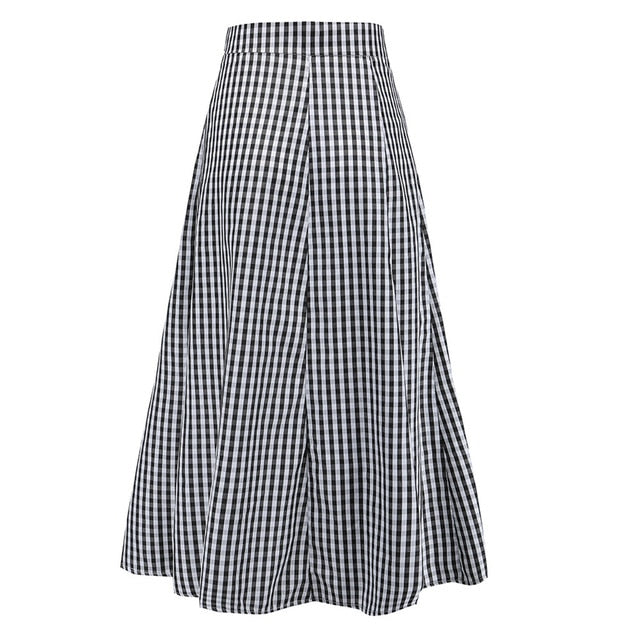 Spring Plaid Skirt Of Women Button Side Split Party