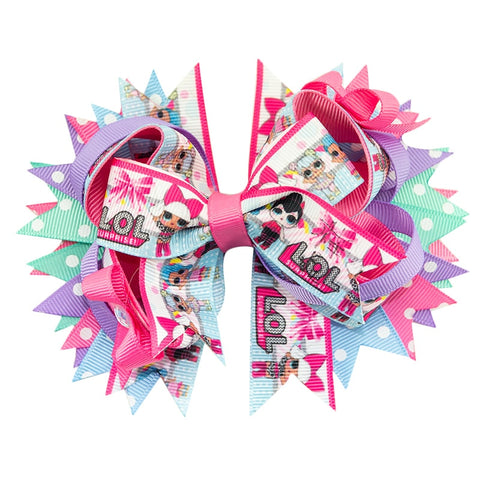 Adogirl 5Inch Cartoon Print Hair Bows for Girls Alligator Clips