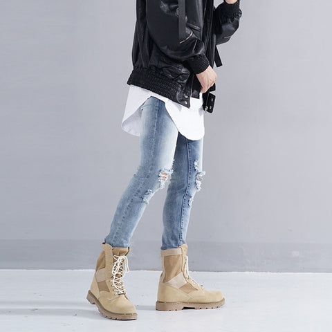 High Waist Ripped Jeans Of Women Spring Pants