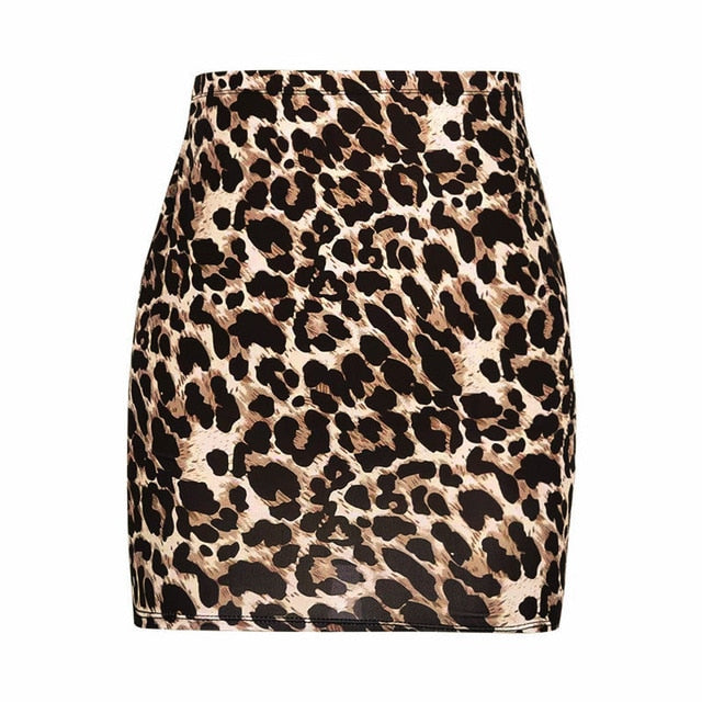 Spring Leopard Skirt Of Women Printed High Waist Sexy Pencil Bodycon Hip