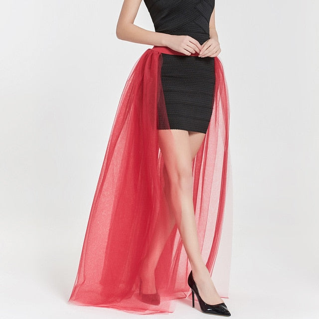 Spring Skirt Of Women Solid Mesh Tulle Princess Mesh Bubble Party Skirt