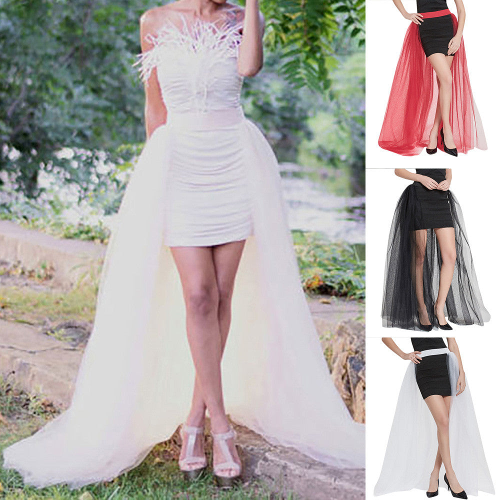 Spring Skirt Of Women Solid Mesh Tulle Princess Mesh Bubble Party Skirt