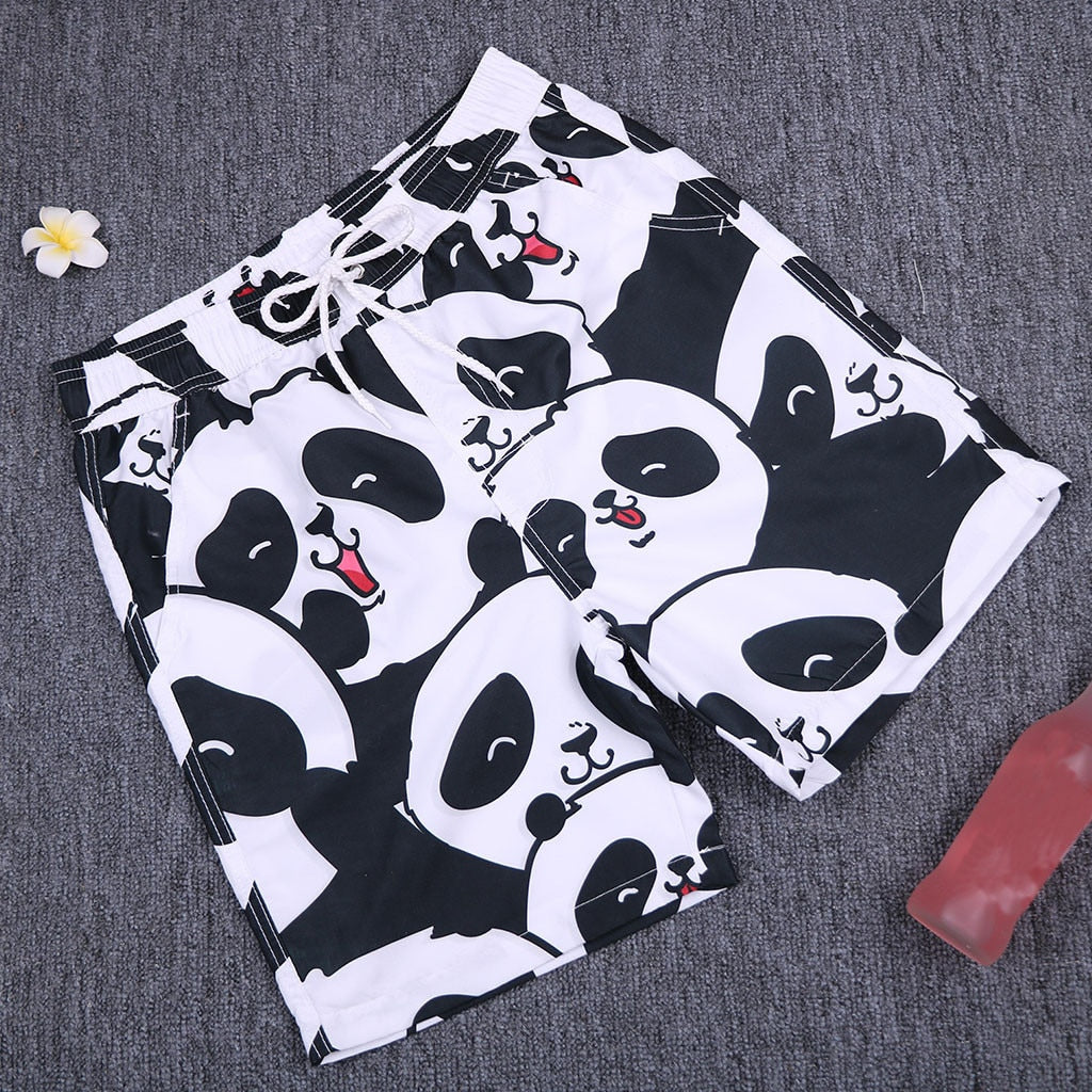 Men's Shorts Swim Trunks Quick Dry Beach Surfing Panda expression