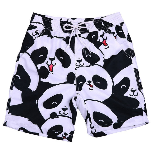 Men's Shorts Swim Trunks Quick Dry Beach Surfing Panda expression